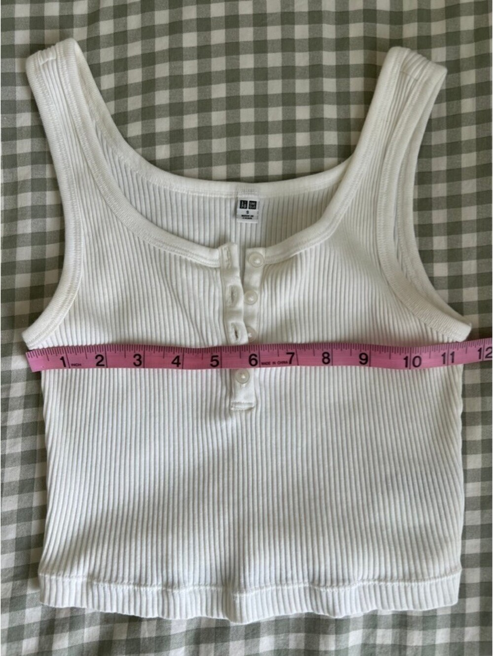 Uniqlo Women's Ribbed Henley Neck Cropped Tank Top Size S White - Picture 3 of 5